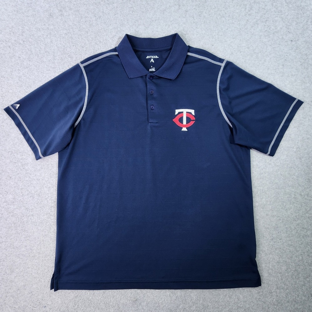 Minnesota Twins‎ MLB Shirt Mens Size XL Navy Blue Short Sleeve Button Polo